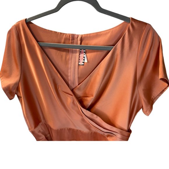 Pinup Couture Ava Midi Wiggle In Peach Pink Cocktail Dress sz XL - Picture 7 of 9